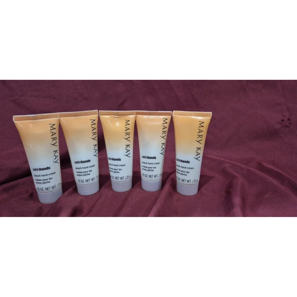 New Lot Of 5 Mary Kay Satin Hands PEACH HAND CREAM Travel Size 0.75 oz.